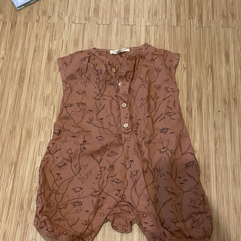 Brown Floral Button-Up Romper